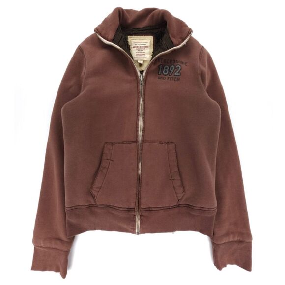 VINTAGE 90s Abercrombie Wolf Jaw Jacket Fur Y2k Spell Out Logo Distressed Grunge - Picture 5 of 12